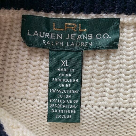 LRL Lauren Jeans Co Ralph Lauren quarter Button up closure mock neck Sweater XL - Picture 5 of 9